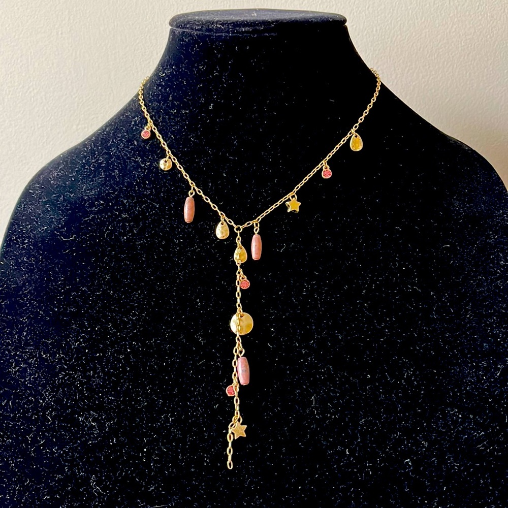 Y-necklace with beads and stones